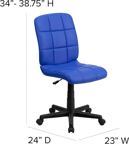 Miniatura 3 de Flash Furniture - Silla giratoria de respaldo medio de vinilo, acolchada, color negro Azul
