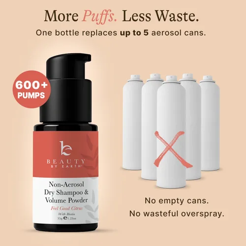 Miniatura 7 de Beauty by Earth Polvo de Champú Seco Sin Aerosol - Voluminizante, No Tóxico con Biotina, Ingredientes Naturales Absorbentes de Aceite, Fabricado