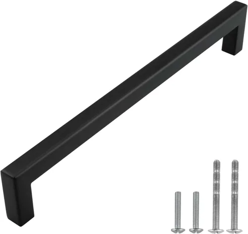 Miniatura 14 de Modket Paquete de 1 manija cuadrada europea para gabinete de acero inoxidable 304 de 2 pulgadas, pomo negro mate