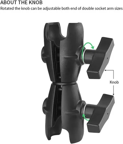 Miniatura 3 de Strg Brazo de doble zócalo compatible con soportes de bola de 1.5 pulgadas/C / 1.496 in, brazo giratorio de doble enchufe de 6.4 pulgadas