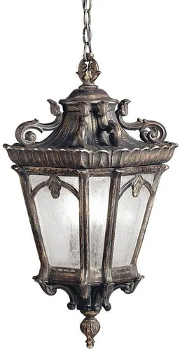 Miniatura 5 de Kichler Tournai - Lámpara colgante de 123 pulgadas para exteriores, 8 luces, con cristal transparente semillado, color negro texturizado Negro