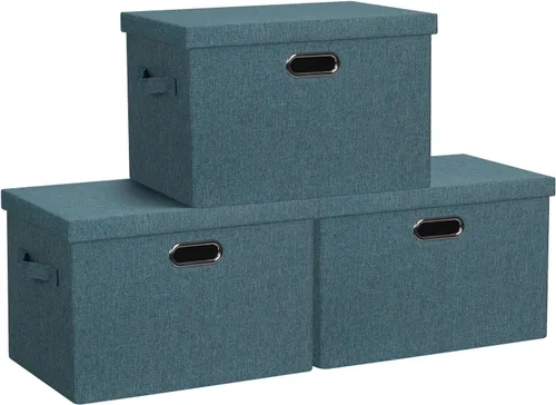 Miniatura 12 de Graciadeco Contenedores de almacenamiento plegables grandes de 17 pulgadas y 36 cuartos de galón con tapas, paquete de 3 cajas de almacenamiento
