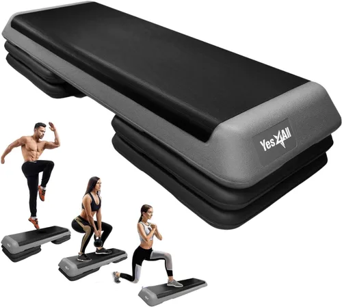 Yes4All Plataforma ajustable de ejercicios aeróbicos para entrenamiento de tamaño para club de salud con 4 elevadores ajustables incluidos y A.