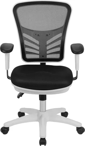 Miniatura 7 de Flash Furniture Nicholas Silla Giratoria de Respaldo Medio para Oficina y Videojuegos, Silla de Oficina Ergonómica de Malla con Soporte Lumbar Malla