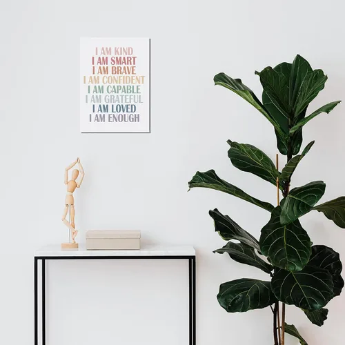 Miniatura 4 de BIWSHA Decoración de aula I Am Kind I Am Smart I Am Brave Affirmations - Lienzo decorativo de pared para dormitorio, sala de lectura, guardería