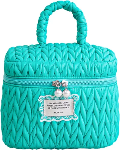 Miniatura 9 de Bolsa de maquillaje de cuerda de cáñamo, bolsa de maquillaje grande para mujeres, bolsa organizadora de nailon, bolsa de aseo de viaje, 6-verde