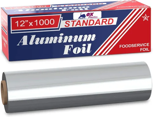 Miniatura 4 de Ox Plastics Papel de aluminio estándar de alta calidad, 12 x 1000 pies de largo, tamaño y resistencia industrial, envoltura de papel de aluminio