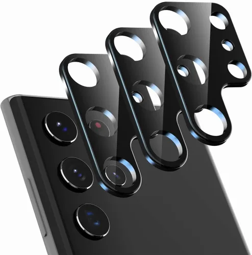 Suoman Paquete de 3 protectores de lente de cámara para Samsung Galaxy S22 Ultra 5G, película protectora de pantalla de vidrio templado HD [no negro