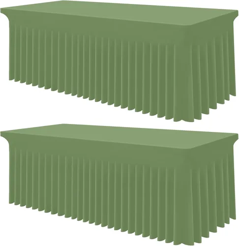 Miniatura 54 de Smiry Mantel de Spandex, Mantel Elástico Ajustable Extensible para Mesas Rectangulares de 6 Pies, Falda Cubierta de Mesa Impermeable y Lavable