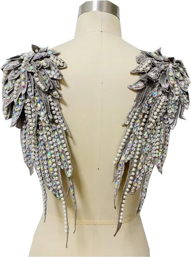 Miniatura 14 de Hecho a mano con diamantes de imitación para coser de 18 colores, apliques de encaje de perlas para coser a mano, parches para accesorios de ropa