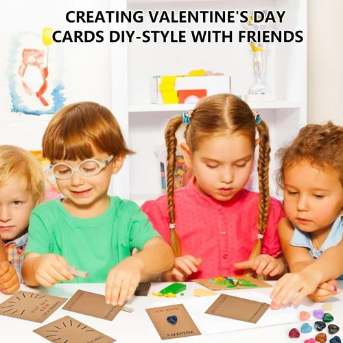 Miniatura 5 de Paquete de 24 tarjetas de San Valentín con gemas para el día de San Valentín, tarjetas con piedra de cristal en forma de corazón, divertida tarjeta