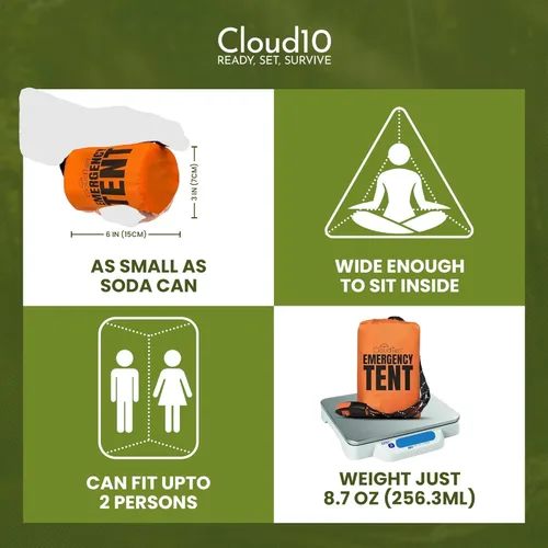Miniatura 4 de CloudTen Emergency Tent: Lightweight 2 Person Survival Tent with Multi-Function Paracord Bracelets - Essential Survival Gear & Bug Out Bag Items for