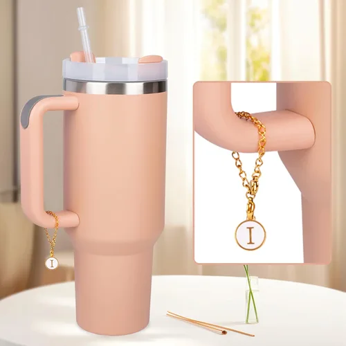 Miniatura 4 de 2 Dijes de Letra I, Accesorios para Taza Stanley Simple Modern, Placa de Identificación de Nombre, Letra Inicial para Mango, Dije Personalizado