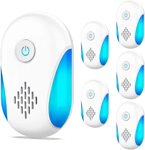 Repelente ultrasónico mejorado, paquete de 6 unidades, repelente ultrasónico para interiores para cucarachas, roedores, ratones, insectos, hormigas,