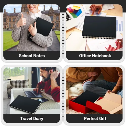 Miniatura 7 de EUSOAR Cuadernos para el trabajo, 1 paquete A4 de 8.3 x 11.2 pulgadas, tapa dura, rayado en espiral con renglones universitarios, 240 páginas
