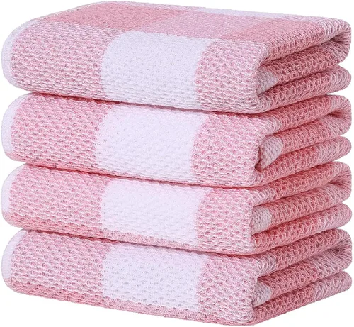 Miniatura 46 de Homaxy Paños de cocina 100% algodón, tejido gofre a cuadros, 12 x 12 pulgadas, toallas para platos súper suaves y absorbentes, de secado rápido