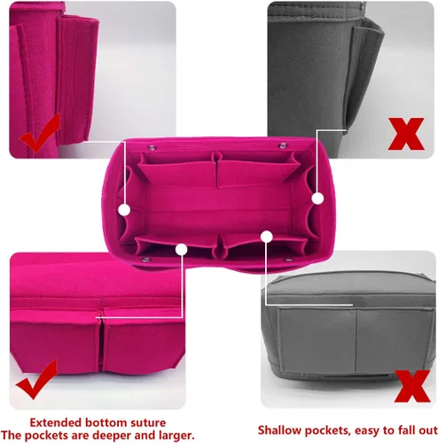 Miniatura 20 de LEXSION Organizador de fieltro para bolso – Bolsa de bolsillo múltiple en bolsa organizadora