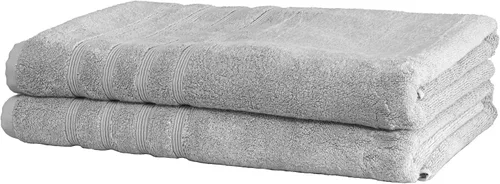 Miniatura 42 de Mosobam Juego de 4 toallas turcas de lujo de 35 x 70 pulgadas, color gris claro (gris), viscosa de bambú de 24.69 oz/m² y algodón peinado turco