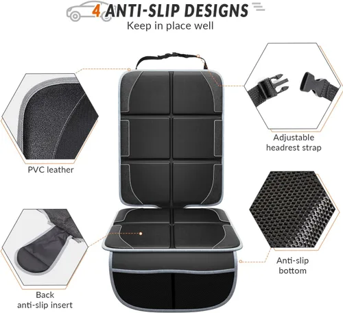 Miniatura 4 de Gimars Protector de asiento de automóvil, 2 unidades, cojín EPE grueso XL, impermeable, tela 600D, funda para asiento de automóvil infantil