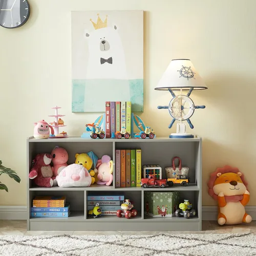 Miniatura 4 de Organizadores y almacenamiento de juguetes, estantería infantil de 5 secciones para organizar libros, juguetes, armario de almacenamiento de madera