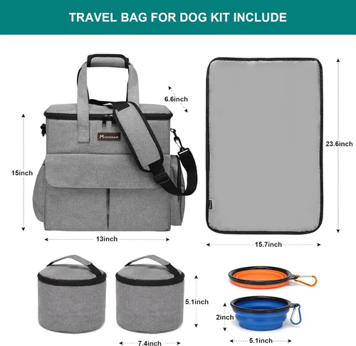 Miniatura 4 de Bolsa de viaje para perros Modoker, juego de viaje para mascotas para fin de semana para perros y gatos, organizador aprobado por aerolíneas