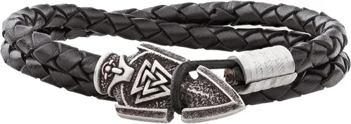 Pulsera de cuero vikingo con pulsera de gungnir de Odín con símbolo mágico Valknut regalo para hombres y mujeres, brazalete nórdico para él y ella,