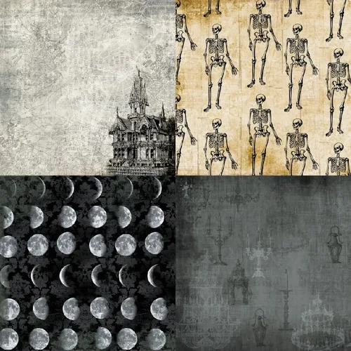 Miniatura 3 de Álbum de recortes de puntos con tema de feliz Halloween, papel de álbum de recortes, papel de castillo silencioso, para hacer tarjetas, fondo