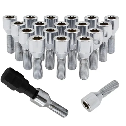 Miniatura 8 de Wheel Accessories Parts 20 pernos de asiento de bellota de rosca M14 x 1.50 con acabado negro, vástago de 1.102 in de longitud de 0.669 in hexagonal