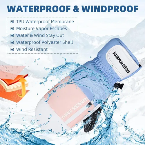 Miniatura 3 de Zando Guantes de esquí para hombres y mujeres, guantes de esquí para clima frío, guantes de nieve impermeables, guantes de snowboard para pantalla