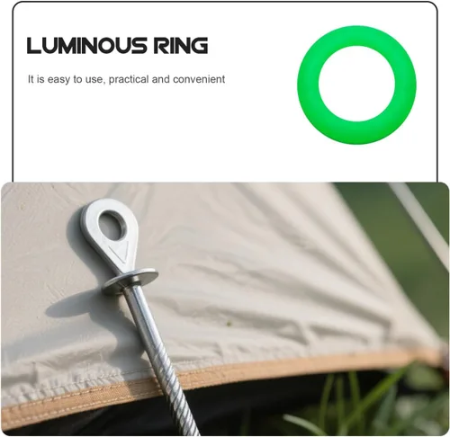 Miniatura 4 de BESPORTBLE Estacas de tienda de campaña de silicona O-Rings: 50 piezas de anillos de uñas de tienda que brillan en la oscuridad, accesorio