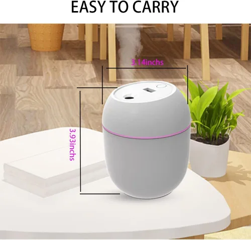 Miniatura 3 de Mini humidificador, fuente de alimentación USB, adecuado para sala de estudio, dormitorio, habitación de bebé, oficina, automóvil, con LED de 7