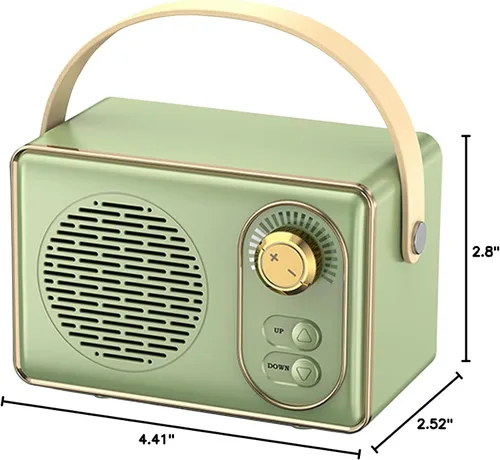 Miniatura 8 de Altavoz Bluetooth retro, JS-6414, Altavoz Bluetooth inalámbrico portátil vintage 5.0 con tarjeta TF U disco AUX, verde