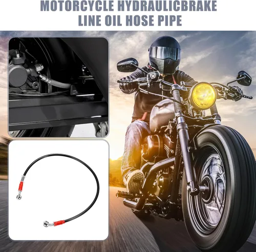 Miniatura 2 de X AUTOHAUX 27.6 in 27.56 "Longitud 0.394 in ID motocicleta freno hidráulico tubo manguera aceite tubo 28° 0° acero inoxidable trenzado cable