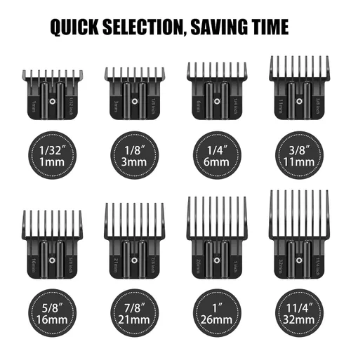 Miniatura 2 de Paquete de 8 protectores de recortadora de alta calidad para recortadora BaBylissPRO Barberology FX787 y FX726, protectores de repuesto con clip