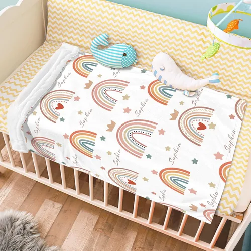 Miniatura 4 de Manta bohemia personalizada con nombre, manta de recepción personalizada para bebé, recién nacido, regalos de cumpleaños de Pascua para niños