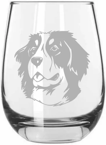Miniatura 354 de Sakhalin Husky Dog - Copa de vino grabada personalizada de 15.25 onzas sin tallo