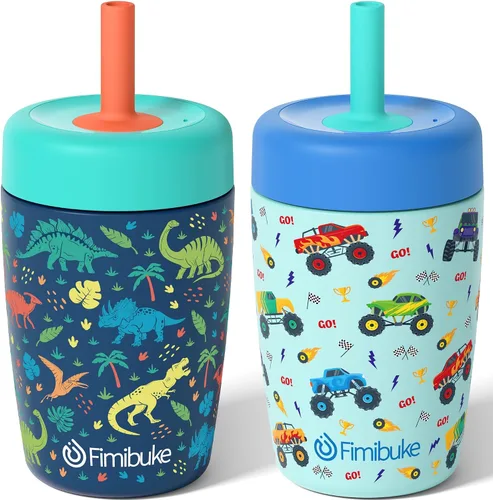 Miniatura 15 de Fimibuke Vasos para niños y niños pequeños, a prueba de derrames, 12 onzas, con aislamiento Capybara, vaso de paja para niños pequeños, botella