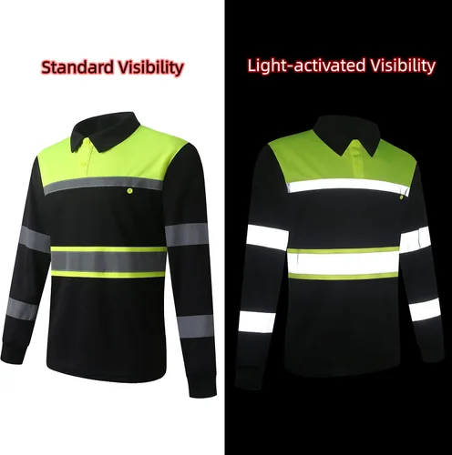 Miniatura 4 de Camisas de seguridad HoliSecure para hombre, camisas polo reflectantes de alta visibilidad para hombre con bolsillo, ropa de trabajo de manga corta