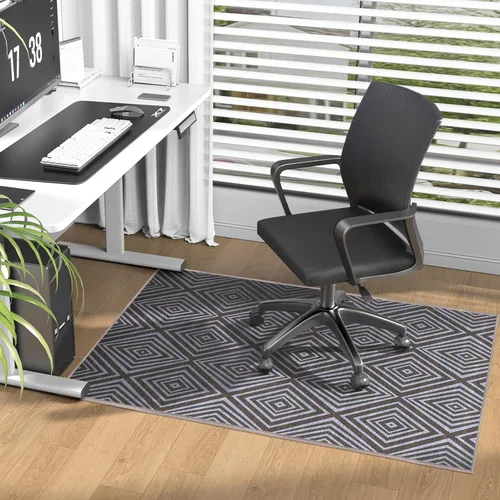 Miniatura 10 de Tapete de oficina de 30 x 48 pulgadas para suelo de madera dura con diseño de plumas 3D, impermeable y antideslizante, tapetes de oficina para Negro