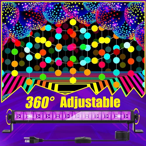 Miniatura 6 de Barra de Luz Negra LED de 45W, Luz Negra con Cable de 6.6 pies + Interruptor, Ilumina 26x26 pies, Brilla en la Oscuridad para Halloween, Fiesta