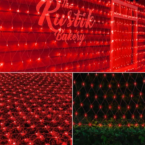 Miniatura 2 de LJLNION Luces de red de San Valentín, 360 luces LED de 12 pies x 5 pies, cadena de luces de malla conectables, 8 modos de iluminación, adaptador