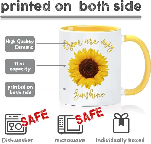 Miniatura 2 de Taza de café con diseño de girasol, con texto en inglés "You Are My Sunshine Sunflowers", regalo para novia, mamá, papá, pareja, hija, amigo
