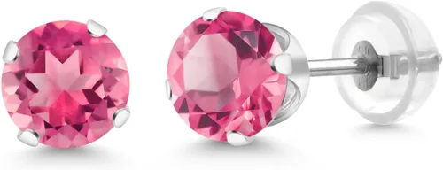 Miniatura 169 de Gem Stone King Aretes solitarios con piedra natal de oro de 14 quilates Redondos de 0.236 in Aretes de oro para mujeres y hombres