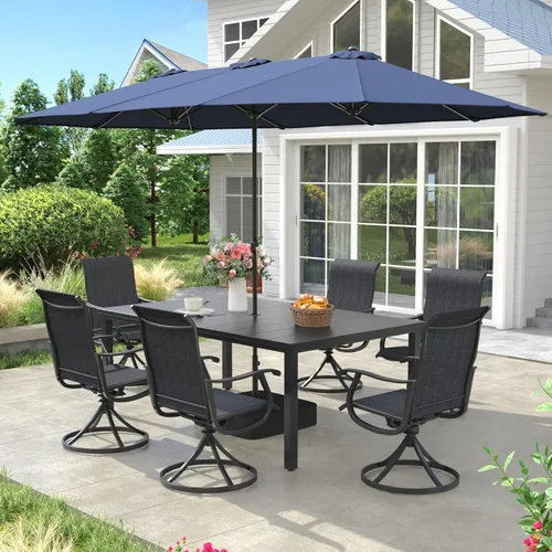 Miniatura 56 de VICLLAX Muebles pequeños de exterior de 3 piezas, 2 sillas giratorias de patio y mesa redonda pequeña para 2, sillas de carbón oscuro y negro