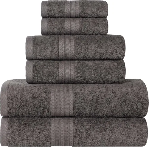 Miniatura 73 de Superior Juego de 6 toallas de mano de algodón ecológico, toallas pequeñas para spa, hotel, baño de invitados, cocina, secado rápido, suave