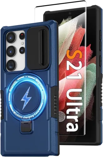 Miniatura 80 de Funda magnética para Samsung Galaxy Note 20 Ultra con soporte de anillo [con protector de pantalla] [Compatible con carga inalámbrica MagSafe] Funda