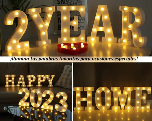 Miniatura 8 de Letras Iluminadas, Luces de Letras LED 26 del Alfabeto, Letra Iluminada Decorativa, Letras de Marquesina LED que Funcionan con Pilas para Fiesta