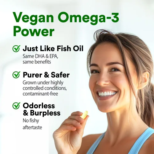 Miniatura 4 de LABO Nutrition OmaxPure - Aceite de algas veganas Omega-3 de 750 mg, suplemento de omega-3 EPA y DHA a base de plantas para la salud del corazón