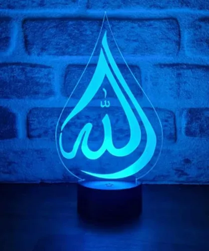 Lámpara de luz nocturna musulmana de Allah 3D, ilusión, 7 cambiantes de color, interruptor táctil, decoración de escritorio, lámparas de regalo con
