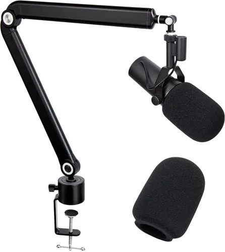 SUNMON Shure SM7B - Brazo de brazo con filtro emergente, brazo de micrófono de ajuste gratuito compatible con micrófono SM7B, parabrisas de